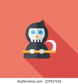 Grim Reaper flat icon with long shadow,eps10