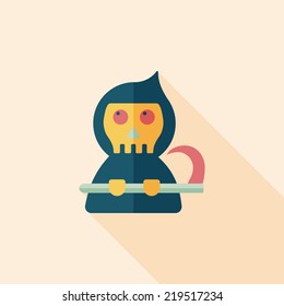 Grim Reaper flat icon with long shadow,eps10