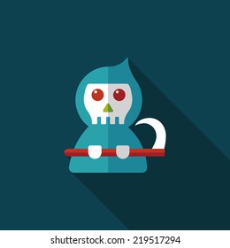 Grim Reaper flat icon with long shadow,eps10