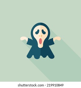 Grim Reaper flat icon with long shadow,eps10