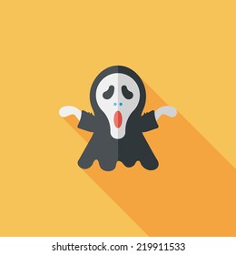Grim Reaper flat icon with long shadow,eps10