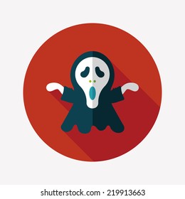 Grim Reaper flat icon with long shadow,eps10