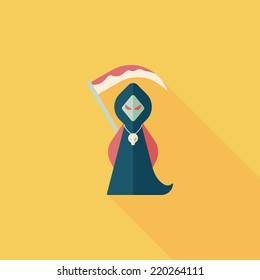 Grim Reaper flat icon with long shadow,eps10