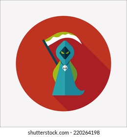 Grim Reaper flat icon with long shadow,eps10