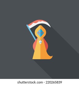 Grim Reaper flat icon with long shadow,eps10
