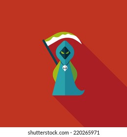 Grim Reaper flat icon with long shadow,eps10