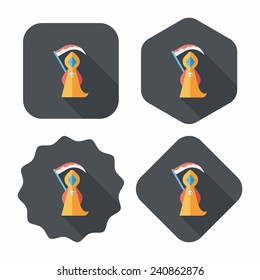 Grim Reaper flat icon with long shadow, eps10