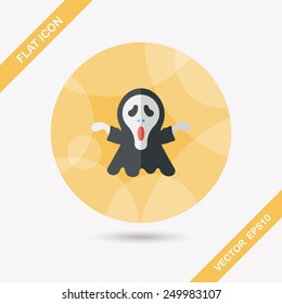 Grim Reaper flat icon with long shadow,eps10