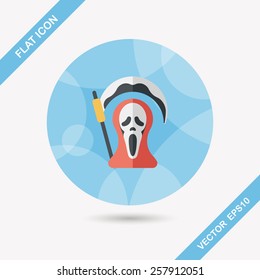 Grim Reaper flat icon with long shadow,eps10