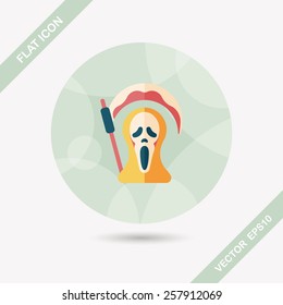 Grim Reaper flat icon with long shadow,eps10