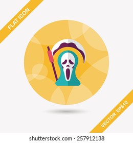 Grim Reaper flat icon with long shadow,eps10