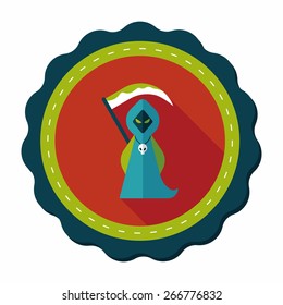 Grim Reaper flat icon with long shadow,eps10