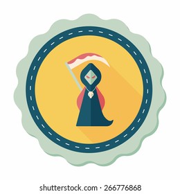 Grim Reaper flat icon with long shadow,eps10