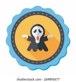Grim Reaper flat icon with long shadow,eps10