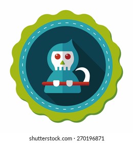 Grim Reaper flat icon with long shadow,eps10