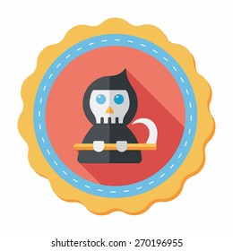 Grim Reaper flat icon with long shadow,eps10