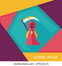 Grim Reaper flat icon with long shadow,eps10