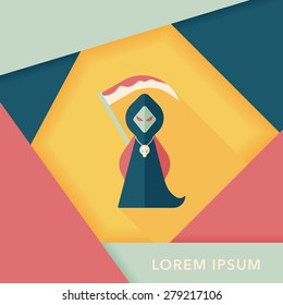 Grim Reaper flat icon with long shadow,eps10
