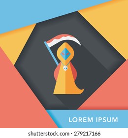 Grim Reaper flat icon with long shadow,eps10