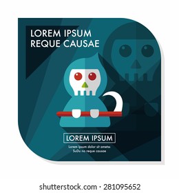 Grim Reaper flat icon with long shadow,eps10