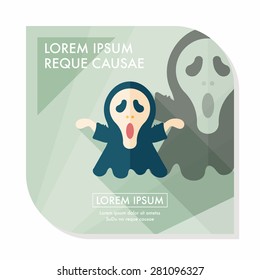 Grim Reaper flat icon with long shadow,eps10