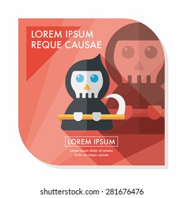 Grim Reaper flat icon with long shadow,eps10