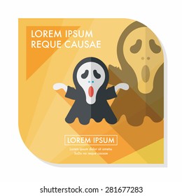 Grim Reaper flat icon with long shadow,eps10