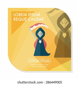 Grim Reaper flat icon with long shadow,eps10
