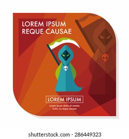 Grim Reaper flat icon with long shadow,eps10