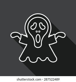 Grim Reaper flat icon with long shadow, line icon