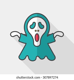 Grim Reaper flat icon with long shadow,eps10