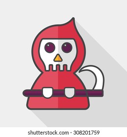 Grim Reaper flat icon with long shadow,eps10
