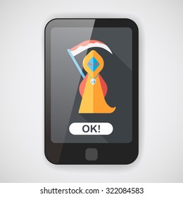 Grim Reaper flat icon with long shadow,eps10