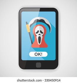 Grim Reaper flat icon with long shadow,eps10