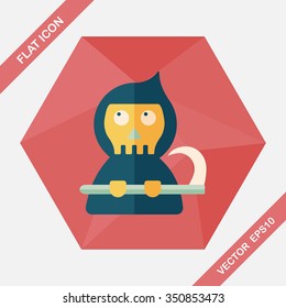 Grim Reaper flat icon with long shadow,eps10