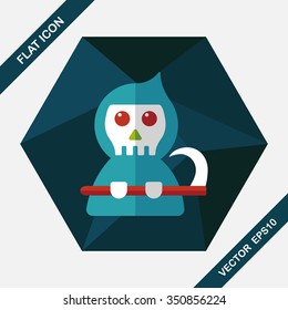 Grim Reaper flat icon with long shadow,eps10