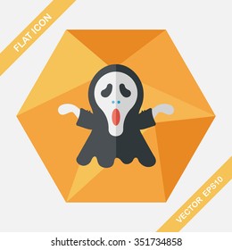 Grim Reaper flat icon with long shadow,eps10