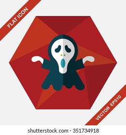 Grim Reaper flat icon with long shadow,eps10