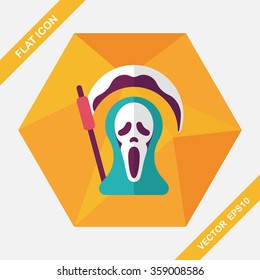 Grim Reaper flat icon with long shadow,eps10