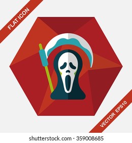 Grim Reaper flat icon with long shadow,eps10