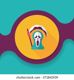 Grim Reaper flat icon with long shadow,eps10