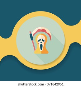 Grim Reaper flat icon with long shadow,eps10