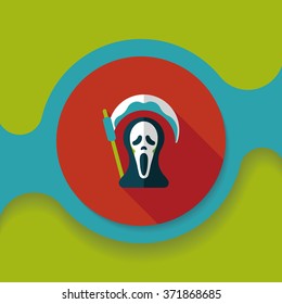 Grim Reaper flat icon with long shadow,eps10