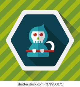Grim Reaper flat icon with long shadow,eps10