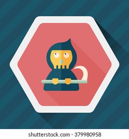 Grim Reaper flat icon with long shadow,eps10