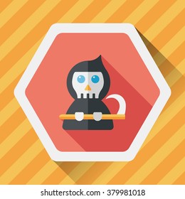Grim Reaper flat icon with long shadow,eps10