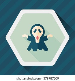 Grim Reaper flat icon with long shadow,eps10