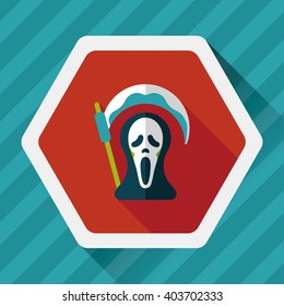 Grim Reaper flat icon with long shadow,eps10