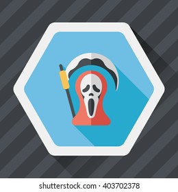 Grim Reaper flat icon with long shadow,eps10