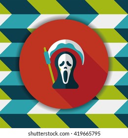 Grim Reaper flat icon with long shadow,eps10